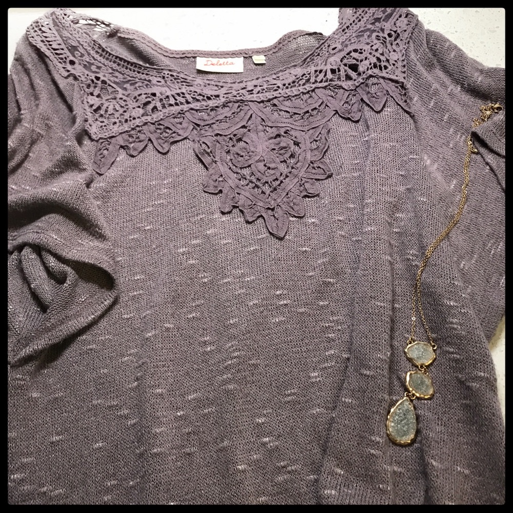 Anthropologie Deletta purple grey ish top